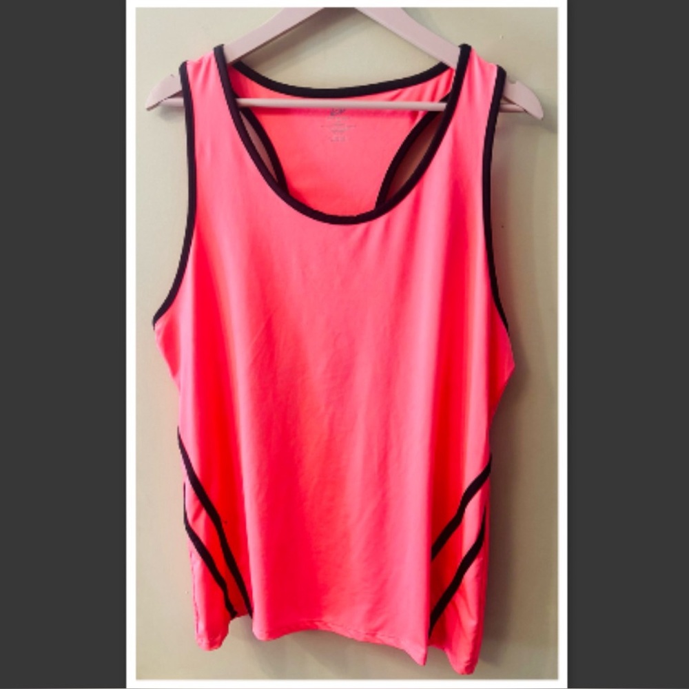 Body Instinct Women's Black & Orange Activewear Tank Top - Racerback, Size 3X